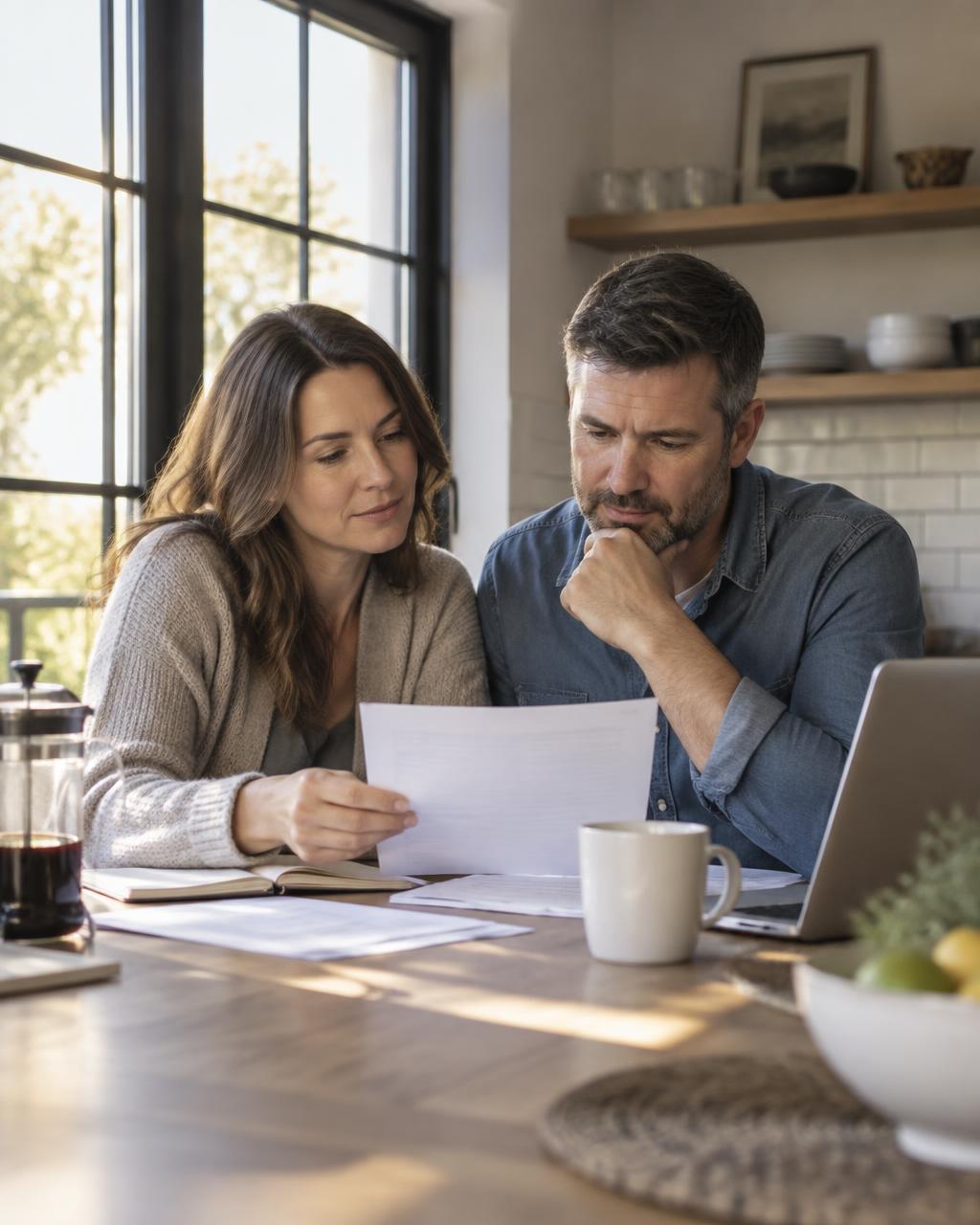A couple reviewing their plans together at home
